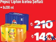 PEPSİ / LİPTON ICE TEA ŞEFTALİ SOĞUK ÇAY 8 X 200 ML fiyat ve kampanya bilgisi